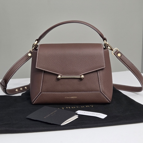 STRATHBERRY MOSAIC BAG IN CHOCOLATE WITH VANILLA STITCH - Picture 7 of 14